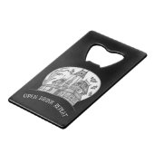 Haunted House and Bats Halloween Geldbeutel Flaschenöffner (Rückseite Schrägansicht)