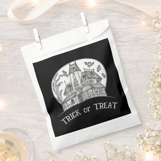 Haunted House and Bats Halloween  Geschenktütchen (Ausgeschnitten)