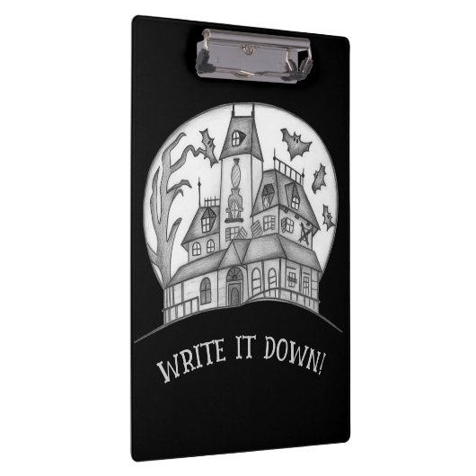 Haunted House and Bats Halloween  Klemmbrett (Rechts)