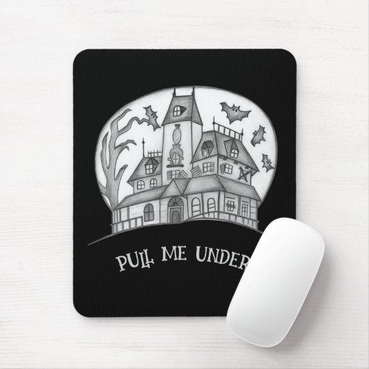 Haunted House and Bats Halloween  Mousepad (Mit Mouse)