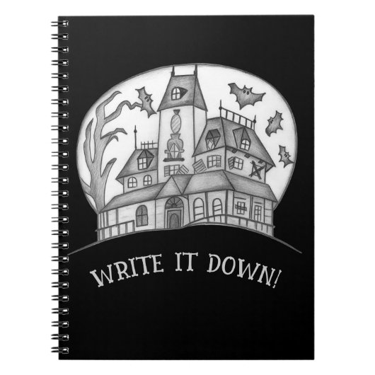 Haunted House and Bats Halloween Notizblock (Vorderseite)