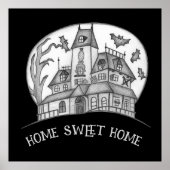 Haunted House and Bats Halloween  Poster (Vorne)