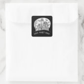 Haunted House and Bats Halloween  Quadratischer Aufkleber (Tasche)