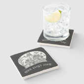 Haunted House and Bats Halloween Steinuntersetzer (Seitenansicht)