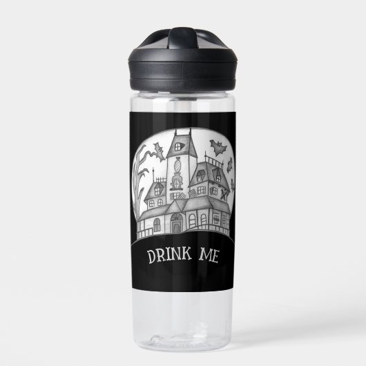 Haunted House and Bats Halloween Trinkflasche (Vorderseite)