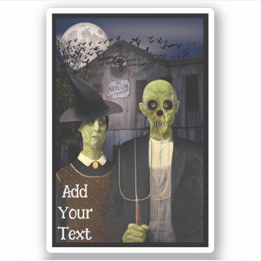 Haunted House Asylum Halloween Aufkleber (Vorderseite)