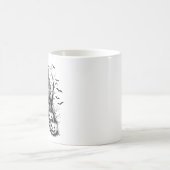 Haunted House Black and White Halloween Kaffeetasse (Mittel)