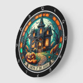 Haunted House Enter If You Dare Große Wanduhr (Winkel)