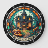 Haunted House Enter If You Dare Große Wanduhr (Vorderseite)