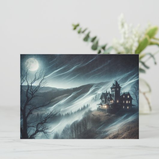 Haunted House Feiertagskarte (Stehend Vorderseite)