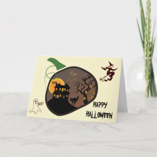 Haunted House Halloween Custom Greeting Card Karte
