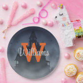 Haunted House Halloween Decor Custom Monogram Pappteller (Party)