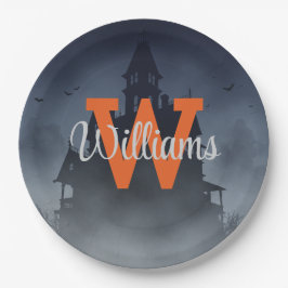 Haunted House Halloween Decor Custom Monogram Pappteller