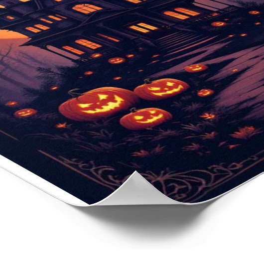 Haunted House Halloween Wall Art – Spooky Night Ca Poster (Ecke)