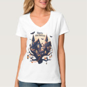 Haunted House “Happy Halloween” T-Shirt (Vorderseite)