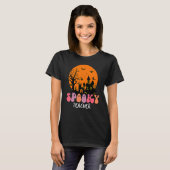 Haunted House Moon Night Groovy Spooky Teacher 4 T-Shirt (Vorne ganz)