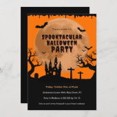 Haunted House Orange Moon Halloween Einladung (Vorne/Hinten)