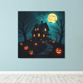Haunted House Premium Wrapped Canvas Leinwanddruck (Insitu (Holzboden))