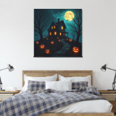 Haunted House Premium Wrapped Canvas Leinwanddruck (Insitu (Schlafzimmer))