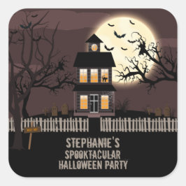 Haunted House Quadratischer Aufkleber