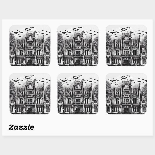 Haunted House Quadratischer Aufkleber (Blatt)