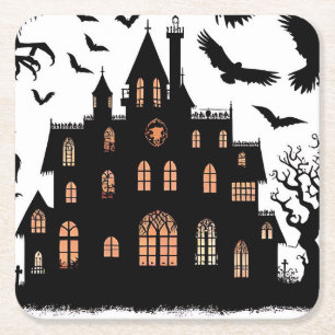 Haunted House Rechteckiger Pappuntersetzer