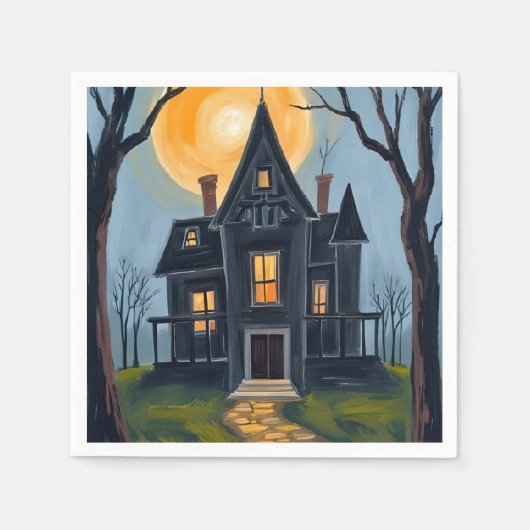Haunted House | Spooky Halloween Party Serviette (Vorderseite)