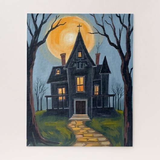 Haunted House | Spooky Halloween Watercolor Puzzle (Vertikal)