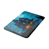 Haunted Mansion Blue Moonlight Night Design Badematte (Schrägansicht)