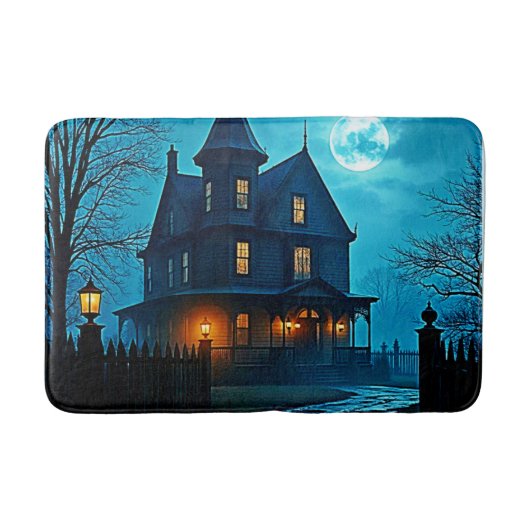 Haunted Mansion Blue Moonlight Night Design Badematte (Vorderseite)