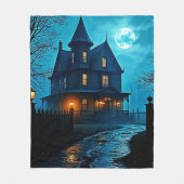 Haunted Mansion Blue Moonlight Night Design Fleecedecke (Vorderseite)