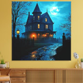 Haunted Mansion Blue Moonlight Night Design Leinwanddruck (Insitu (Wohnzimmer))