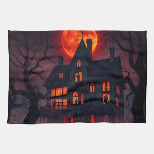 Haunted Mansion Halloween Kitchen Towel Geschirrtuch (Horizontal)