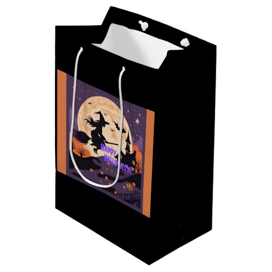Haunted Night Witch's Flight Mittlere Geschenktüte (Vorderseite Schrägansicht)