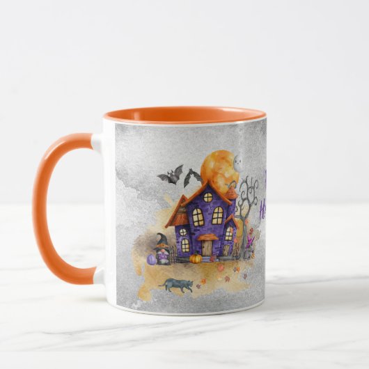 Haunted Purple Gnome House With Ghost Bats & Cats Tasse (Links)
