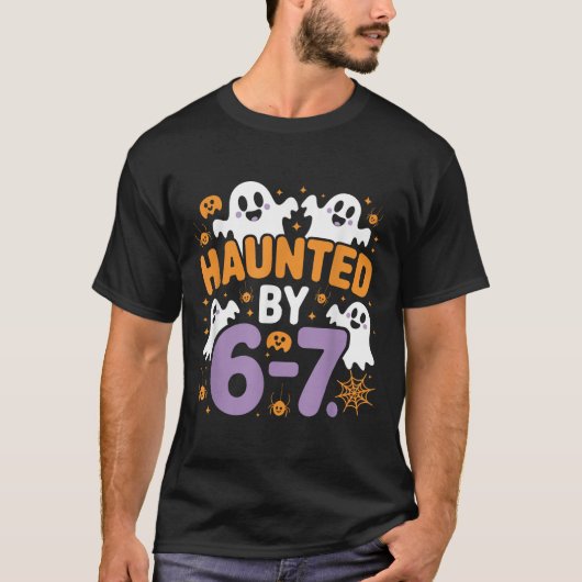 Haunted Six Seven 6 7 Meme 67 Skeleton Hand Hallow T-Shirt (Vorderseite)
