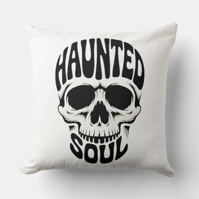 Haunted Soul Skull Typography Kissen (Vorderseite)