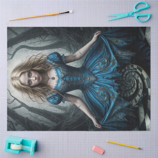 Haunting Alice im Wunderland Dark Decoupage Seidenpapier (Basteln)