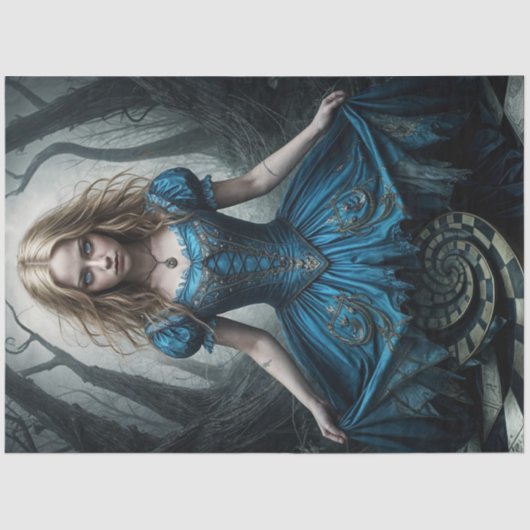 Haunting Alice im Wunderland Dark Decoupage Seidenpapier (Vorderseite)
