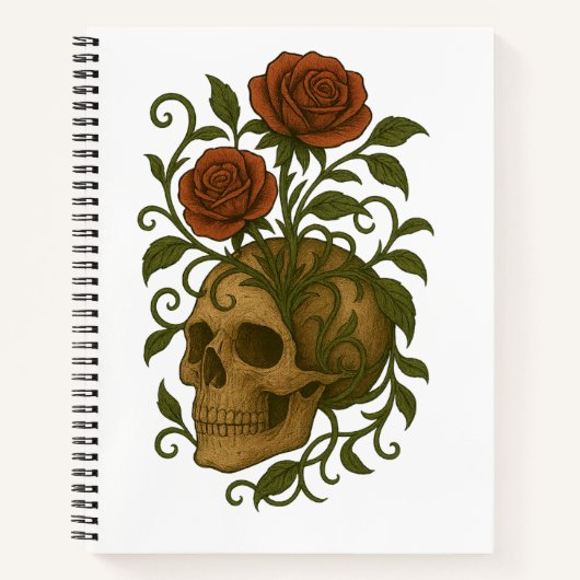 Haunting Beauty  Skull and Roses Halloween Art Notizblock (Vorderseite)