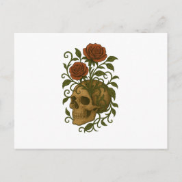 Haunting Beauty – Skull and Roses Halloween Art Postkarte