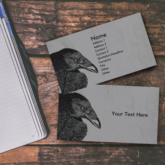 Haunting Black Crow Face Gray Visitenkarte