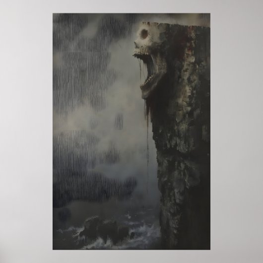 Haunting Cliff Skull Art Printable, Gothic Poster (Vorne)