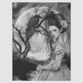 Haunting Fantasy Gothic Raven & Viktorianisch Girl Seidenpapier