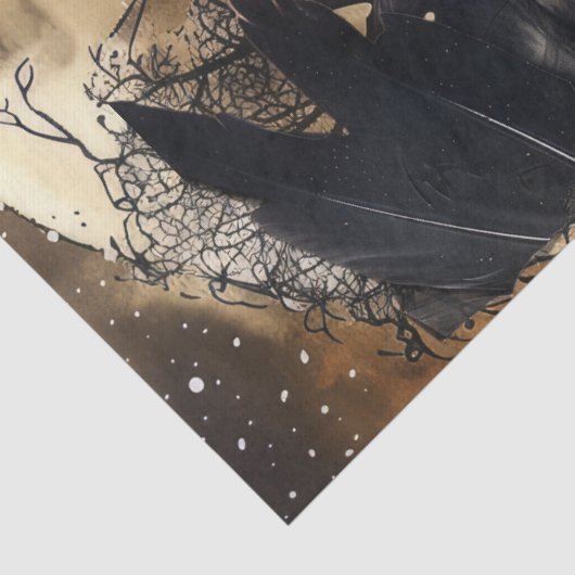 Haunting Fantasy Gothic Raven & Viktorianisch Girl Seidenpapier (Detail)
