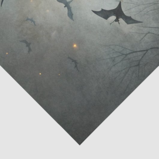 Haunting Fantasy Gothic Witch, Pumpkins & Moon Seidenpapier (Detail)