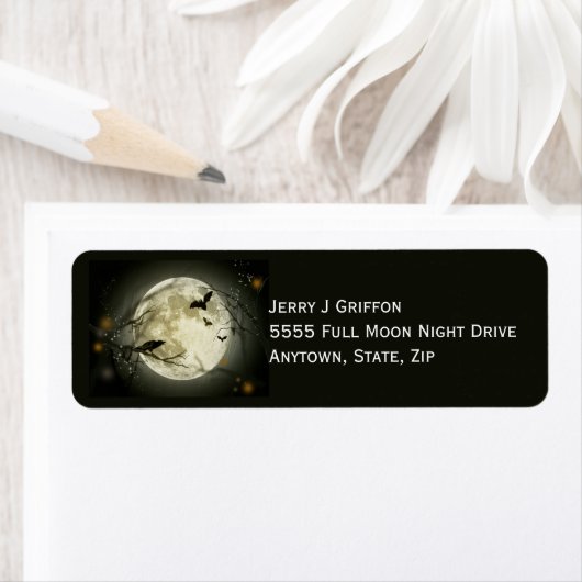 Haunting Full Moon Crow Tree Flying Bats Halloween (Insitu)