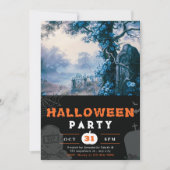 Haunting Graveyard Blue Flowers Einladung (Vorderseite)