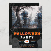 Haunting Graveyard Blue Flowers Einladung (Vorne/Hinten)