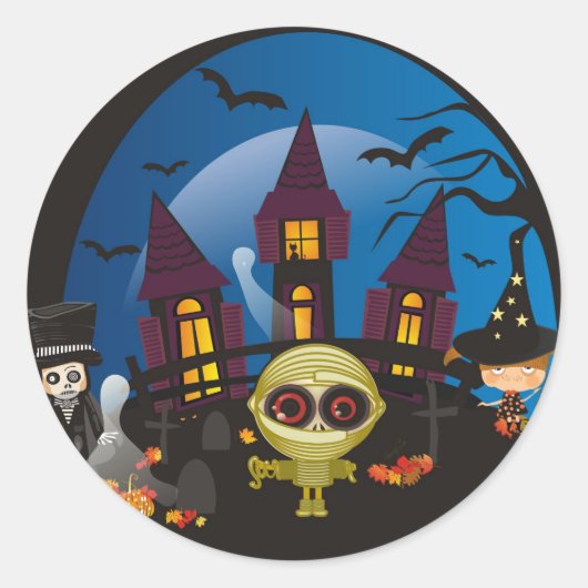 Haunting Halloween Night Runder Aufkleber (Vorderseite)